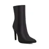 Botas de cuero de punta baja para otoño e invierno, transfronterizas, con suela de goma, antideslizantes, cremallera lateral, tacón alto para mujer, versátiles botas Martin de comercio exterior