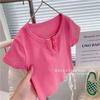 Camiseta de manga corta de verano con dibujos animados de estilo occidental para niñas 2024, camiseta de media manga fresca de verano de estilo coreano para niñas.