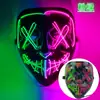 Máscara Halloween Luminosa Transfronteriza El Luz Fría Negra Forma de V Cara de Fantasma de Terror Accesorios de Fiesta Danza Led