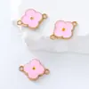 Colgante de Trébol de Cuatro Hojas con Goteo de Aceite y Pedrería Hecho a Mano DIY Accesorio para Collar Pulsera Joyería para Mujeres con un Toque de Lujo Colgante Doble