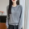 Cardigan de Punto Pesado con Perlas y Cuello Redondo para Mujer, Suéter Abrigo Holgado con Incrustaciones de Pedrería tipo Meteoro, Nuevo Otoño 2026