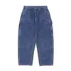 Calça Jeans Trs Tendência Japonesa Workwear 26Ss Estilo Carhartt B01 Retrô Modelagem Solta Levemente Afunilada Jeans em Sarja Lavada para Homens e Mulheres
