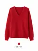 Ropa de mujer de alta gama transfronteriza, suéter de cuello en V de mezcla de lana y cachemira al 90%, top de punto cepillado de seda, en stock para comercio exterior