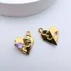 Colgante de Corazón Multicolor con Baño de Oro que Conserva el Color Estilo Minimalista Materiales para Pendientes, Collares, Pulseras DIY