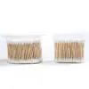 Paquete de 100 Bastoncillos de Algodón de Bambú Doble Redondo Desechables Limpiadores Desmaquillantes para Maquillaje Cuidado de la Piel Limpieza Portátil