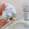 Banho de Ouro Real, Coleção Série Azul Moda Coreana e Japonesa, Brincos de Esmalte com Efeito Gotejante para Mulheres, Novos Brincos e Acessórios de Luxo Leve Nicho