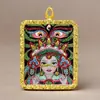 Pingente Thangka do Tibete Zakilam Quadrado Liga de Aço Titânio Dourado Várias Cores Padrões Dourados Podem Ser Escolhidos Direto da Fábrica