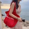 Bolso de Lona de Moda de Gran Capacidad para Mujer 2025 Trendy con Estampado de Letras Bolso de Hombro/Axila Simple Bolso Tote