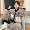 Pijama para niños, ropa de estar cálida de forro polar coral para otoño e invierno, conjunto de franela de corte holgado para niños y niños mayores