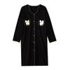 Pijama nuevo para mujer de manga larga de algodón de largo medio camisón casual simple transpirable cómodo juvenil para estar en casa