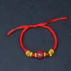 Pulsera de Cuerda Trenzada Hecha a Mano con Arena Dorada Púrpura de Cinabrio de Alto Contenido Pulsera Joyería del Santo Patrón del Año del Animal del Zodíaco