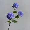 Simulación de hortensia de madera de tres cabezas, hortensia bola de nieve, decoración de bodas, hotel, estudio floral suave, paisajismo, arte floral