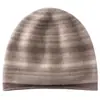 Nueva colección de otoño e invierno: Gorro de punto 100% cachemir puro, diseño unisex, casual y versátil, cómodo y cálido, patrón de rayas