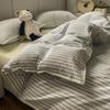Conjunto de cama de algodão lavado simples escandinavo de quatro peças, colcha listrada de algodão puro, lençóis, conjunto de cama de três peças