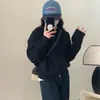 Cardigan de Tricô com Capuz Estilo Preguiçoso Simples Versátil Estilo Coreano Outono Novo Casaco Suéter Cor Sólida Top Emagrecedor para Mulheres