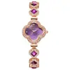 Liga viva de quatro folhas trevo moda pulseira decorativa relógio de quartzo esmeralda relógio feminino relógio mulheres fabricantes de relógios atacado