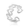 Anel Amor Simples feminino aberto ajustável coração oco banhado a ouro design de nicho anel de dedo indicador da moda atacado