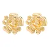 Pendientes Florales de Estilo Transfronterizo Europeo y Americano, Geométricos Vintage Tridimensionales de Metal con Textura Irregular, Clavos de Pétalo Exagerados