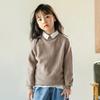 Suéter de lana 100 tejido camisa básica para niños y niñas suéter de cuello redondo medio pullover bebé color liso suéter para niños grandes