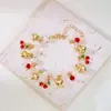 Pulseira de Liga de Zinco Pérola Amor Cereja Morango de Temperamento Transfronteiriço Europeu e Americano Pulseira de Amor de Nicho Feminina Atacado
