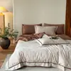 Nantong Clase a Textiles para el Hogar Algodón Puro de 60 Hilos Jacquard Satinado Estilo Lujo Ligero Juego de Sábana y Funda de Edredón de Cuatro Piezas Adecuado para Todas las Estaciones Otoño e Invierno