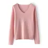 Suéter de cachemira para mujer, 100% cachemira pura, primavera y otoño, nuevo jersey de cuello en V y manga larga, suéter de punto de moda.