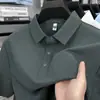 Polo de Seda Hielo de Manga Corta para Hombre Estilo Nuevo Camiseta Casual de Negocios para Hombre con Cuello y Polo Transpirable de Nailon