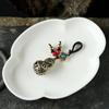 Llavero de latón con forma de calabaza hueca de cobre puro, colgante decorativo para coche, para hombre y mujer, con forma de calabaza de pescado