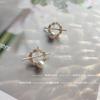 Aretes Dongju diseño especial aguja de plata círculo japonés y coreano Perla redondos geométricos estilo francés Hepburn