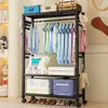 Cabideiro Simples de Chão com Rodas, Guarda-Roupa de Quarto, Varal de Roupas para Casa, Cabideiro Móvel para Roupas