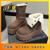 Botas de Neve Casuais com Solado Grosso, Modelo Duas Vias para Mulheres, Nova Moda Outono e Inverno 2026, Versátil, Pelúcia, Confortável, Botas de Cano Médio para Mulheres