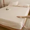 Sábana bajera de algodón puro cepillado, grosor A, una pieza, 100% algodón, color liso, sábana suave para cama, protector de colchón, colcha de punto de algodón