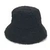 Gorro de Lana de Cordero Tejido Nuevo para Otoño e Invierno Color Sólido Felpa Cálido Versátil Sombrero Cubeta Sombrero de Pescador Sombrero Pequeño de Margarita