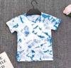 Camiseta de Algodón con Teñido Anudado de Plantas Antiguas Hecho a Mano Característica para Niños y Niñas Verano Media Manga