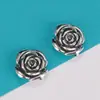 Plata de Ley 925 Rosa Brillante Doble Agujero Doble Anillo Accesorios Pulsera Pulsera Collar Accesorios Flor de Peonía Vintage Plata Tailandesa