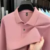 Camisa Polo Masculina de Manga Longa com Gola Lapela 100% Algodão Casual Masculina Tops Cor Pura Piquet 100% Algodão Camiseta para Homem