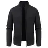 Amazon Otoño/Invierno Nuevo Cardigan Casual de Punto para Hombre con Cuello Alto Chaqueta Tejida Juvenil Engrosada con Forro de Terciopelo