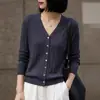 Prenda de abrigo corta para principios de primavera y otoño 2026, nuevo cárdigan de punto elegante con cuello en V para mujer
