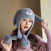 Gorro de oso bonito de otoño e invierno para mujer, de felpa, nuevo gorro de punto coreano, cálido y combinable con protección para los oídos, forrado con vellón grueso de moda.