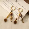 Pendientes Largos Estilo Étnico Retro Amber Streamer Piedra Natural Pendientes de Diseño Nicho Colección de Pendientes Pendientes Coloridos