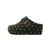 Sandálias Birkenstock de bolinhas sola grossa 7CM de aumento de altura sapatos femininos 2026 novo outono slip-on externo bico fechado meio chinelos