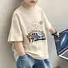 Camiseta Base de Manga Corta Elegante para Niños Verano Nuevo Moda Coreana Para Niños Algodón Puro Media Manga Versátil para Niños Medianos y Mayores