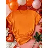[Código Europeu Transfronteiriço] Camiseta Feminina Lisa de Manga Curta com Gola Redonda Solta de Cor Pura Transfronteiriça