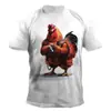 2024 comercio exterior transfronterizo verano nuevo gallo europeo y americano impresión digital 3D manga corta cuello redondo camiseta top para hombre