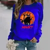 Estación independiente de lista de deseos de Amazon transfronteriza Halloween patrón de gato lindo estampado manga larga Cuello redondo