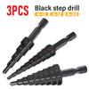 Venta caliente transfronteriza 3-12/4-12/4-20mm acero de alta velocidad nitrurado negro/chapado en titanio broca escalonada pequeña de tres piezas