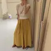 Pantalones de Pierna Ancha Holgados de Cintura Alta de Lino Estilo Coreano Versátiles Adelgazantes Klein Azul Nuevos de Verano 2026 para Mujer Petite Estilo Perezoso
