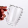 Vaso transparente de doble capa de vidrio resistente al calor en forma de huevo para jugo, bebida, café, multi-capacidad, con asa resistente al calor, vaso de agua