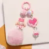 Novo Pingente Chaveiro Bola de Pelo de Boneca Desenho Animado Fofo Bloco de Construção Criativo Coração Acessórios de Contas Pintados à Mão Charme para Bolsa