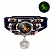Pulseira de Couro Luminosa 12 Constelações para Homens e Mulheres Presente de Casal Pulseira de Contas Multicamadas Feita à Mão Joia de Mão Criativa Atacado